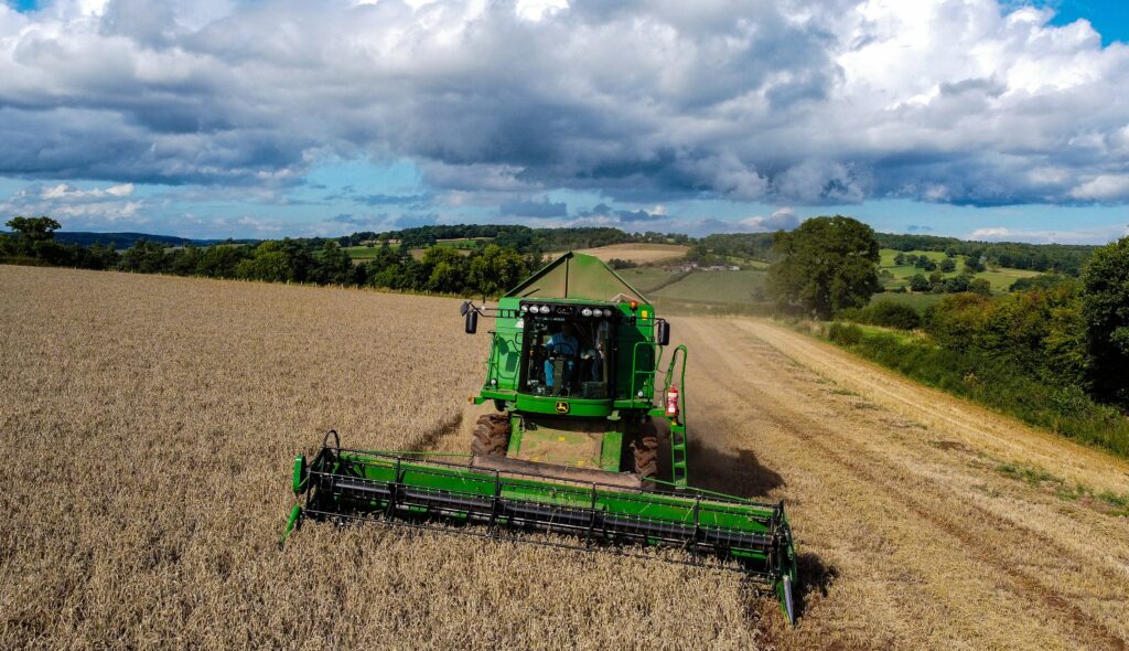 john deere tractor in field